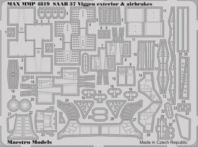 Maestro Models MMCP-4819 1/48 SAAB 37 Viggen exterior &amp; airbrakes (PE set)