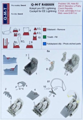Q-M-T QMT-R48009 1/48 Cockpit for EE Lightning T4/T5 (SWORD)
