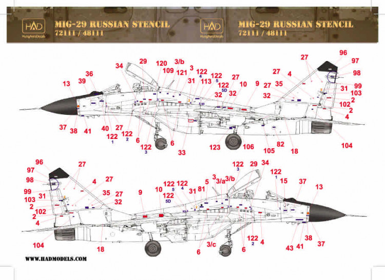 HAD 48111 Decal MiG-29 Russian Data 1/48