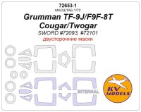 KV Models 72653-1 Grumman TF-9J/F9F-8T Cougar/Twogar (SWORD #72093, #72101) - (double sided) + wheels masks SWORD US 1/72