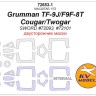 KV Models 72653-1 Grumman TF-9J/F9F-8T Cougar/Twogar (SWORD #72093, #72101) - (double sided) + wheels masks SWORD US 1/72