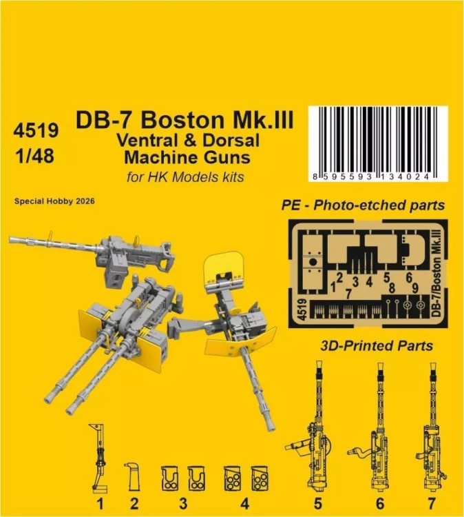CMK SP4519 DB-7 Boston Mk.III Ventral & Dorsal MGs (HKM) 1/48