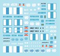 Star Decals 35-C1292 Peacekeepers in the Middle East # 2.UNEF in Suez, Sinai and Gaza. Yugoslavian and Swedish vehicles.M3A1 Shite Scout Car, M8 Greyhound and M37 Dodge 3/4 ton truck 1/35