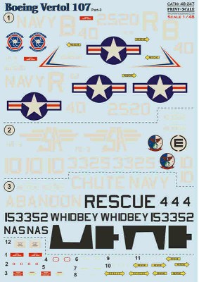 Print Scale C48247 Boeing-Vertol 107 - Part 3 (wet decal) 1/48