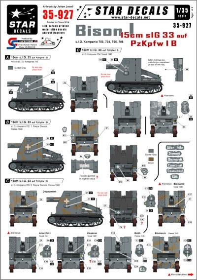 Star Decals STAR35927 Bison I 15cm sIG 33 auf Pz.Kpfw.I Ausf.B 1/35