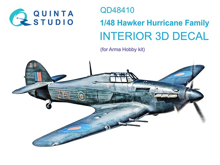 Quinta Studio QD48410 семейства Hurricane (Arma Hobby) 3D Декаль интерьера кабины 1/48