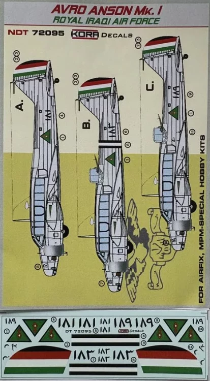 Kora Model NDT72095 Decals Avro Anson Mk.I Royal Iraqi AF 1/72