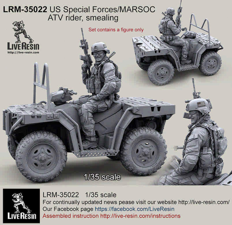 LiveResin LRM35022 US Special Forces 2013 ATV rider, smealing 1/35