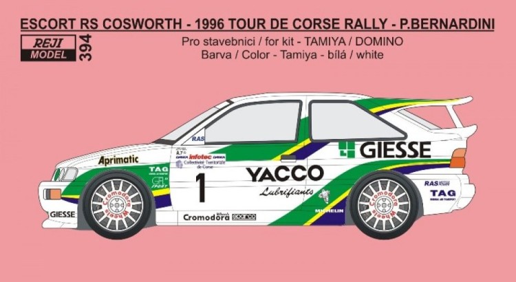Reji Model JM394 Transkit Escort RS Cosworth Tour d.Corse 1996 1/24