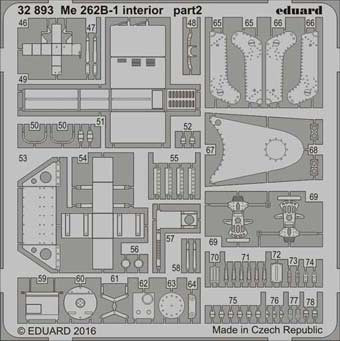 Eduard 32893 Me 262B-1 interior 1/32
