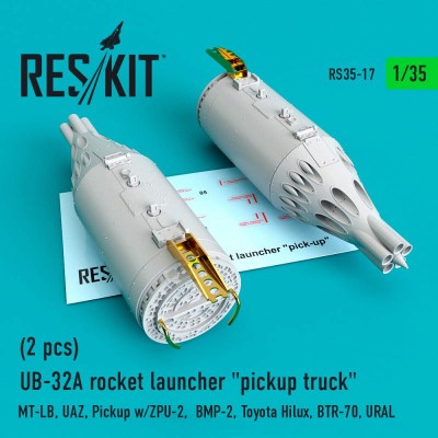 Reskit RS35-0017 UB-32A rocket launcher &quot;pickup truck&quot; (2 pcs) MT-LB, UAZ, Pickup w/ZPU-2, BMP-2, Toyota Hilux, BTR-70, URAL Skif, Trumpeter, Meng, Dragon, Zvezda 1/35