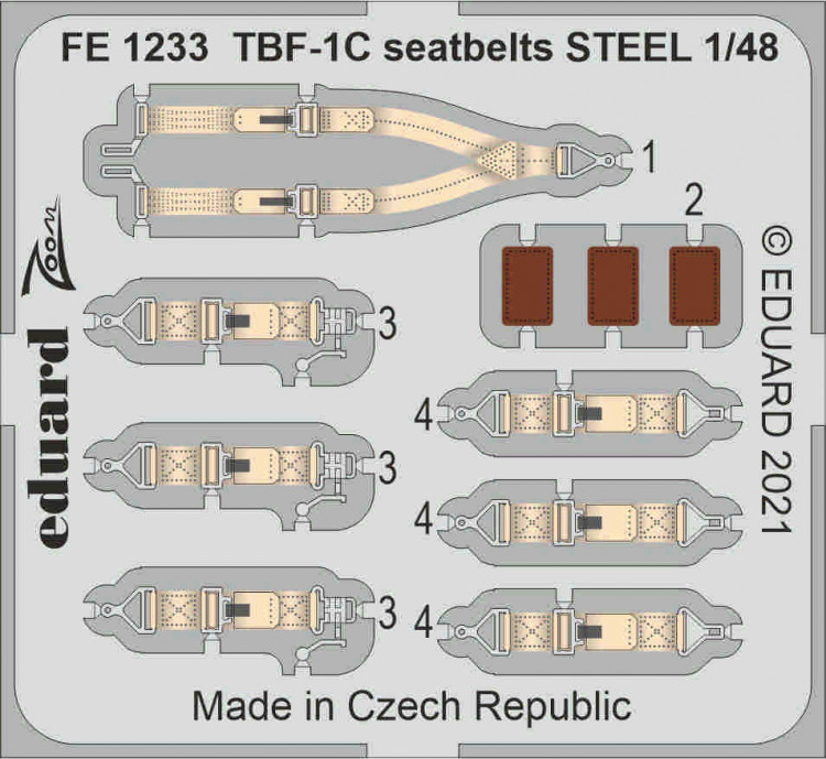 Eduard FE1233 TBF-1C seatbelts STEEL (ACAD) 1/48