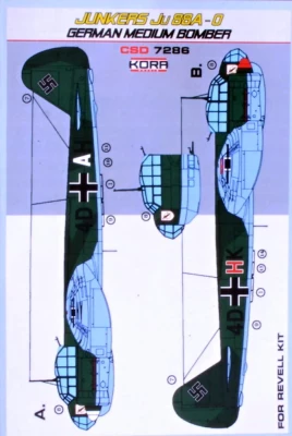 Kora Model KORCSD7286 Junkers Ju 88A-0 Conversion set &amp; decal (REV) 1/72