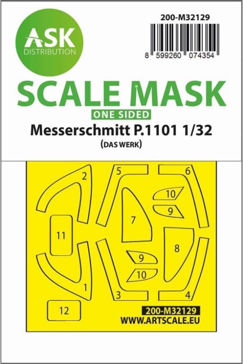 Art Scale 200-M32129 Messerschmitt P.1101 single-sided express fit mask 1/32