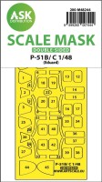 Art Scale 200-M48244 North-American P-51B/C Mustang wheels and canopy frame paint mask (inside and outside) 1/48