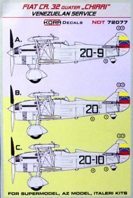 Kora Model NDT72077 Fiat CR.32 CHIRRI Venezuelan Service декали декали 1/72