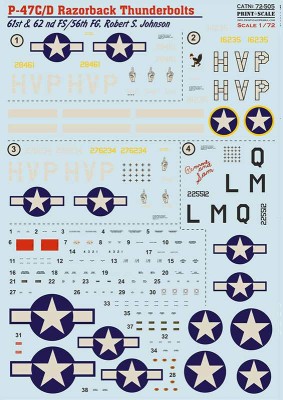 Print Scale 72505 Republic P-47C/P-47D Thunderbolt Razorback Robert S. Jonson 1/72