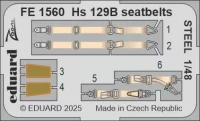 Eduard FE1560 Hs 129B seatbelts STEEL (TAKOM) 1/48
