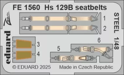 Eduard FE1560 Hs 129B seatbelts STEEL (TAKOM) 1/48