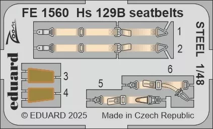 Eduard FE1560 Hs 129B seatbelts STEEL (TAKOM) 1/48