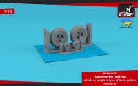 Armory ARAW48421 Supermarine Spitfire wheels with weighted tyres of concentric line pattern & 3-spoke hubs 3D-Printed set 1/48