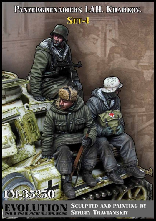 Evolution Miniatures 35250 Гренадеры СС на танке, Харьков, 3 фиг - набор №1 1/35