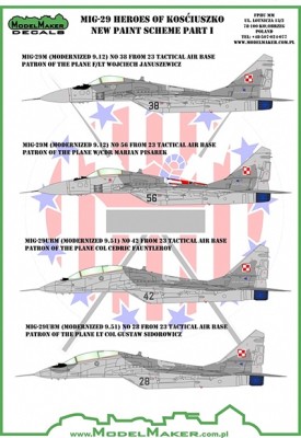 Model Maker Decals D32087 Mikoyan MiG-29 Heroes of Kosciuszko new paint scheme part I 1/32