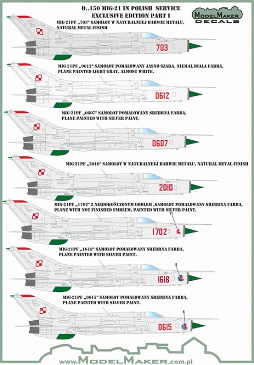 Model Maker Decals D48150 Mikoyan MiG-21 in Polish service Exclusive edition part I 1/48