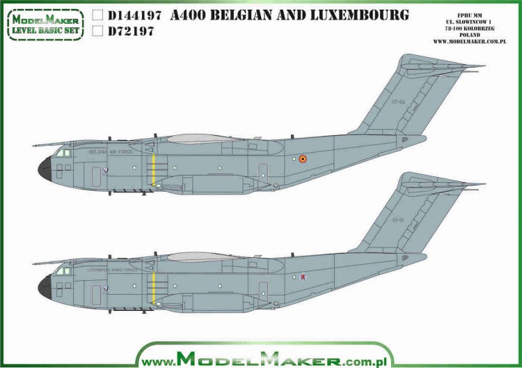 Model Maker Decals D72197 Airbus A400M Belgian and Luxemburg 1/72