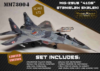 Model Maker Decals MM73004 Mikoyan MiG-29UB "4105" Stanislaw Skalski LIMITED SET 1/72