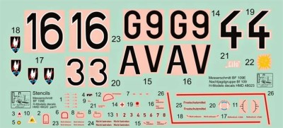 HM Decals HMD-48020 1/48 Decals Bf 109E Nachtjagdgrupe - Part 1
