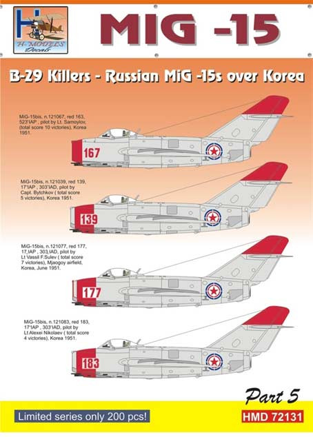 Hm Decals HMD-72131 1/72 Decals MiG-15 over Korea