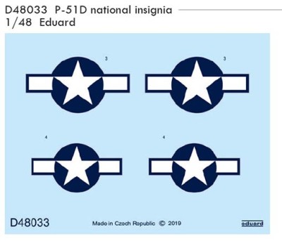 Eduard D48033 Decals 1/48 P-51D national insignia