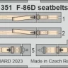 Eduard FE1351 F-86D seatbelts STEEL (REV) 1/48