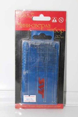 Jas 4271 Мини-сверла, диаметр 0,3 - 1,6 мм, набор, 20 шт., HSS 4241, без покрытия