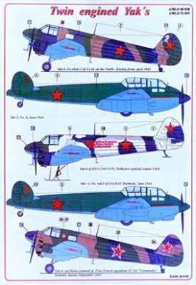 AML AMLD48038 Декали Yak-2,4 &amp; Yak-6 Twin engined 1/48