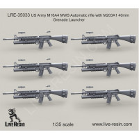 LiveResin LRE35033 US Army M16A4 MWS Automatic rifle with M203A1 40mm Grenade Launcher 1/35