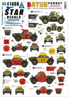 Star Decals 35-C1406 BATUS # 1. British Army Training Unit Suffield in Canada.Ferret Scout Car Mk.2 Mk.1/2 and Mk.2/3. Range Safety Control Group 1/35