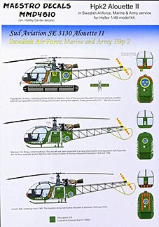 Maestro Models MMCD-4810 1/48 Decals Hpk2 Alouette II in Swedish AF (HEL)