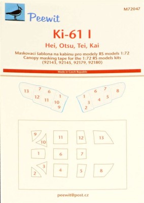 Peewit PW-M72047 1/72 Canopy mask Ki-61-I (RS MODEL)