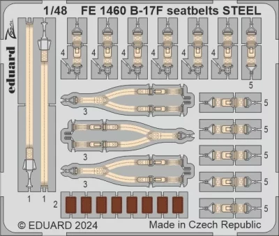 Eduard FE1460 B-17F seatbelts STEEL (EDU) 1/48