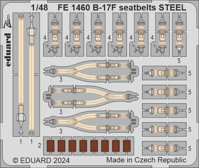 Eduard FE1460 B-17F seatbelts STEEL (EDU) 1/48