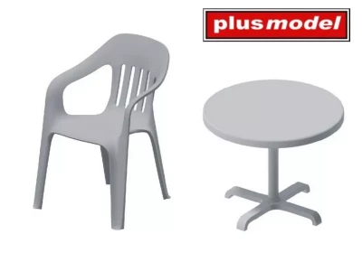 Plusmodel DP3074 Plastic chairs and table (3 pcs.) 1/35
