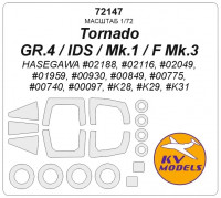 KV Models 72147 Tornado GR.4 / IDS / Mk.1 / F Mk.3 (HASEGAWA #02188, #02116, #02049, #01959, #00930, #00849, #00775, #00740, #00097, #K28, #K29, #K31) + маски на диски и колеса Hasegawa 1/72