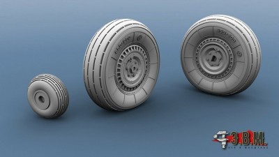ЭВМ RS48093 ЛаГГ-3 колеса шасси (для бетонных аэродромов тип-1) 1/48