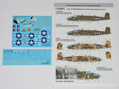 Foxbot Decals FBOT72025 North-American B-25C/D Mitchell &quot;Pin-Up Nose Art and Stencils&quot; Part 3 1/72