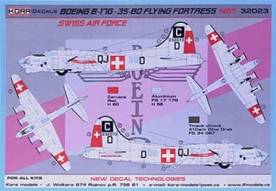 Kora Model NDT32023 Boeing B-17G-35-BO Swiss AF декали 1/32