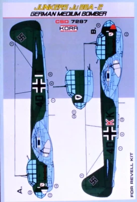 Kora Model KORCSD7287 Junkers Ju 88A-2 Conversion set &amp; decal (REV) 1/72