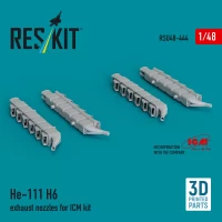 Reskit U48444 He 111 H-6 exhaust nozzles (ICM) 1/48