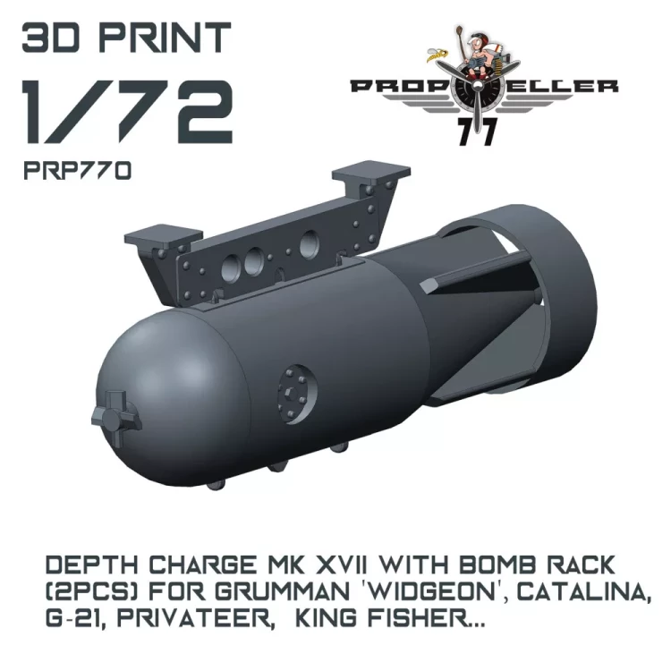 77 Propeller 77PRP770 Depth Charge Mk XVII w/ bomb rack (2 pcs.) 1/72